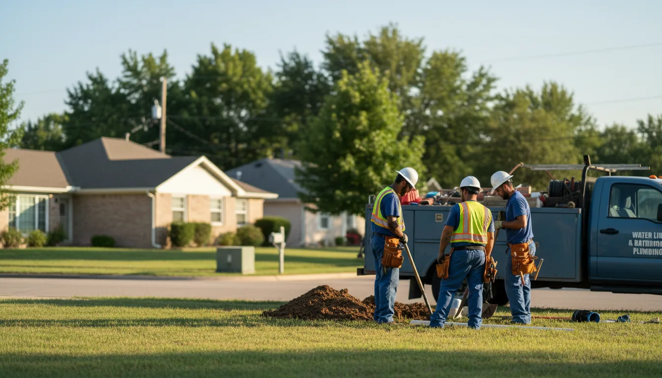 Residential water line and bathroom plumbing service in Abilene, KS